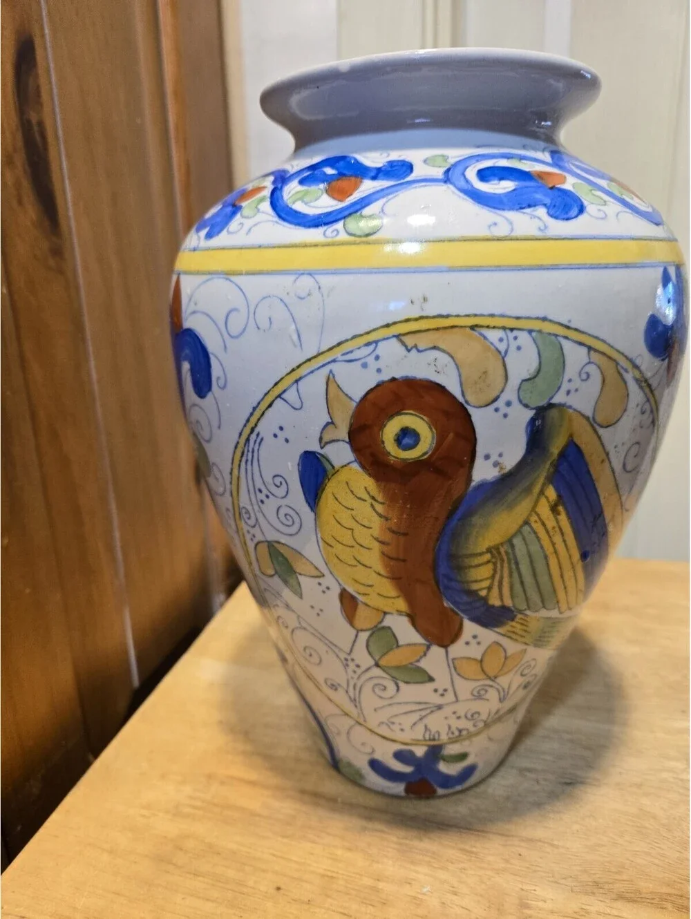 Chinese Vase WBI Bird of Paradise Motif Hand-Painted 11